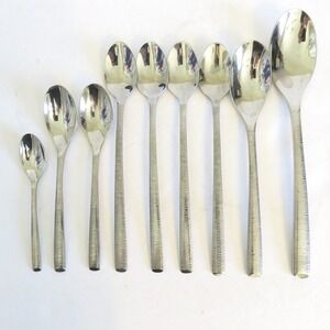 Sola Bali 18/10 Stainless Steel Cutlery‎ Set Flatware Silverware Spoon Lot of 9